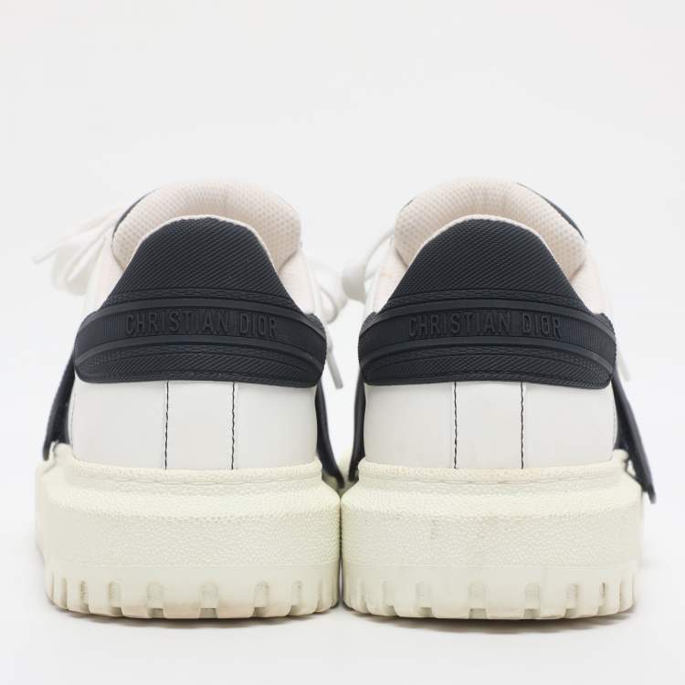 Pre Owned Dior White/Navy Blue Leather and Rubber Dior ID Lace Up Sneakers Size 40