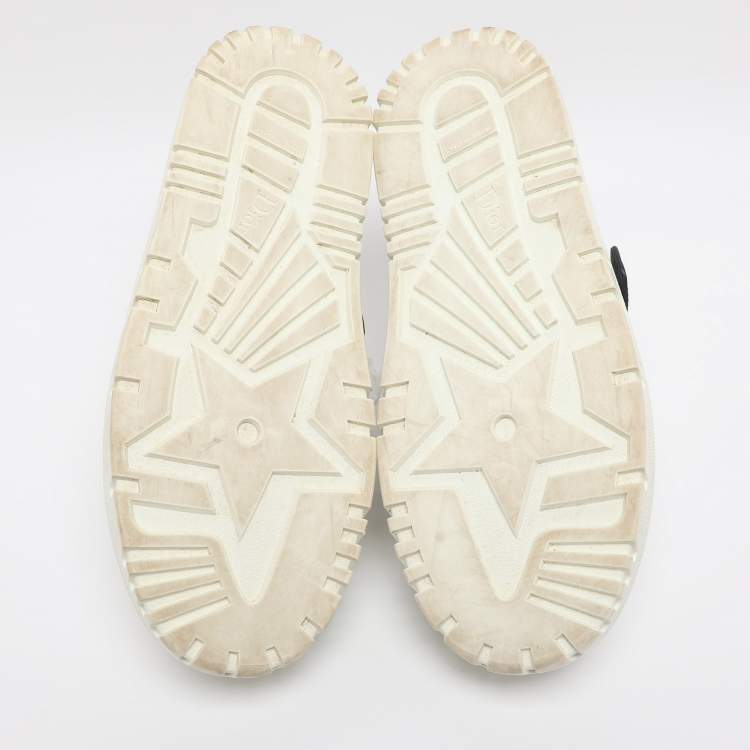 Pre Owned Dior White/Navy Blue Leather and Rubber Dior ID Lace Up Sneakers Size 40