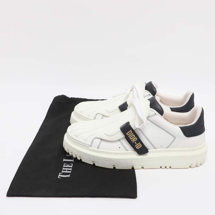 Pre Owned Dior White/Navy Blue Leather and Rubber Dior ID Lace Up Sneakers Size 40