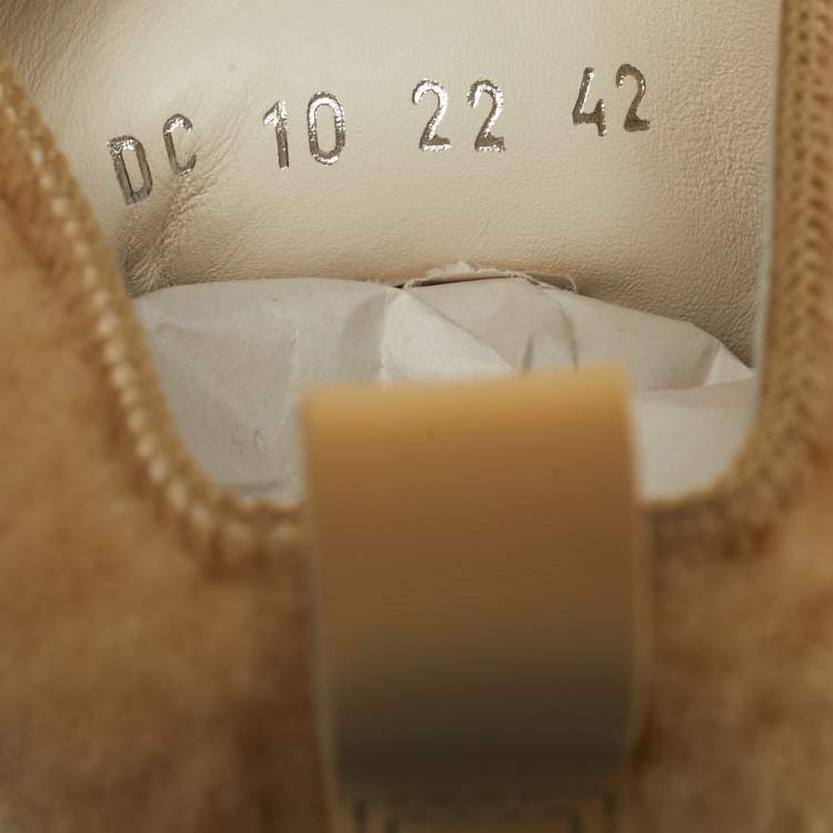 Pre Owned Dior Beige Leather and Shearling Fur B23 High Top Sneakers Size 42