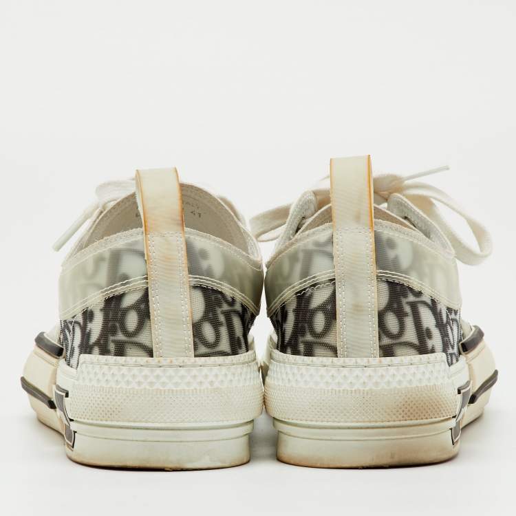 Pre Owned Dior Grey/White Oblique Mesh and Rubber B23 Low Top Sneakers Size 41
