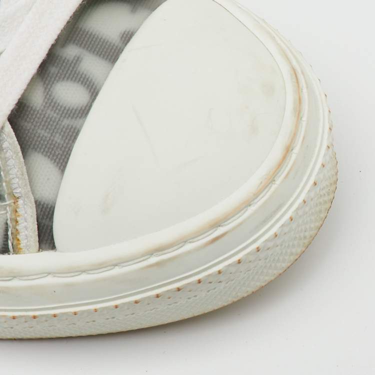 Pre Owned Dior Grey/White Oblique Mesh and Rubber B23 Low Top Sneakers Size 41