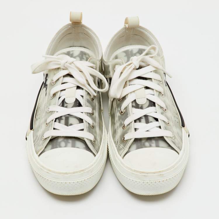 Pre Owned Dior Grey/White Oblique Mesh and Rubber B23 Low Top Sneakers Size 41