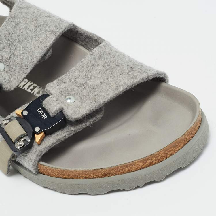 Pre Owned Dior Grey Leather and Wool Milano Slingback Sandals Size 41