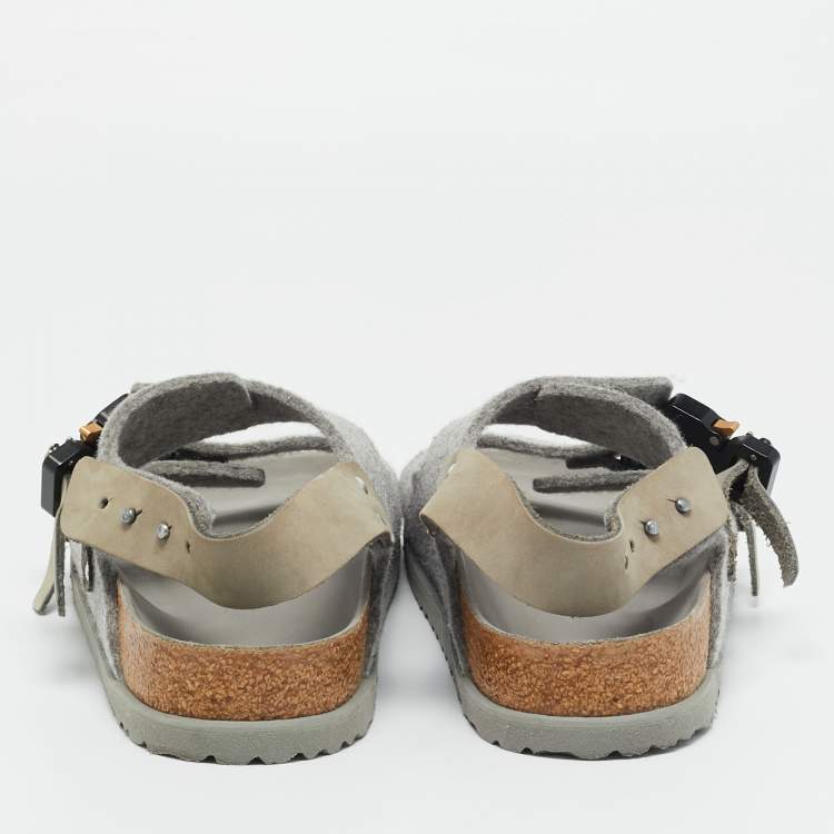 Pre Owned Dior Grey Leather and Wool Milano Slingback Sandals Size 41