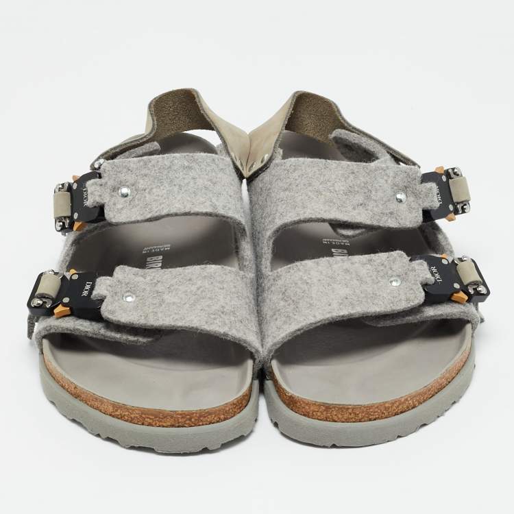 Pre Owned Dior Grey Leather and Wool Milano Slingback Sandals Size 41