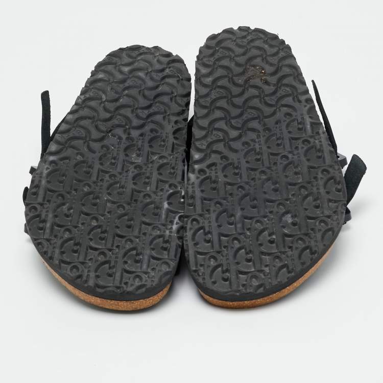 Pre Owned Dior X Birkenstock Milano Black Suede Buckle Slingback Sandals Size 42