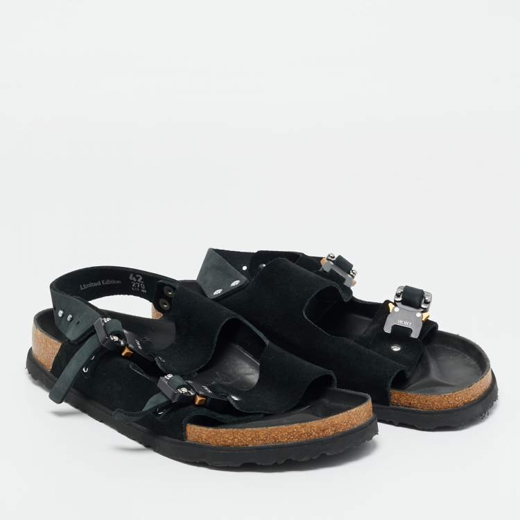 Pre Owned Dior X Birkenstock Milano Black Suede Buckle Slingback Sandals Size 42
