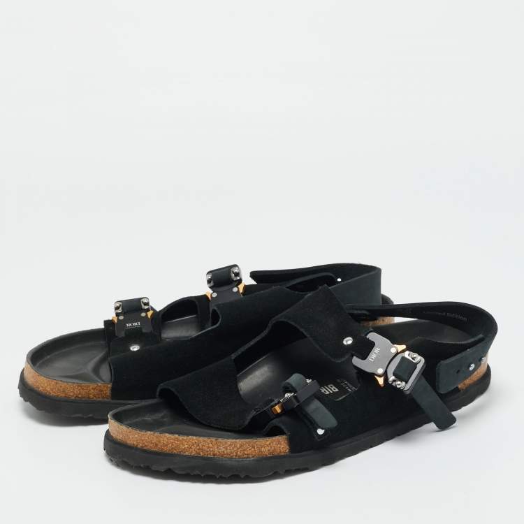 Pre Owned Dior X Birkenstock Milano Black Suede Buckle Slingback Sandals Size 42