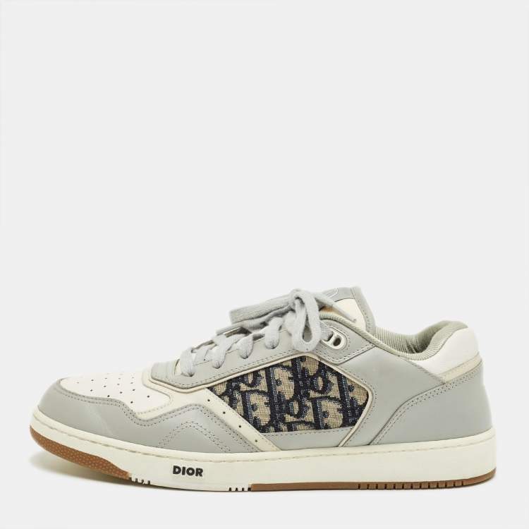 مملوكة مسبقًا Dior B27 Size 44 Grey/White Leather and Oblique Fabric B27 Low  Top Sneakers
