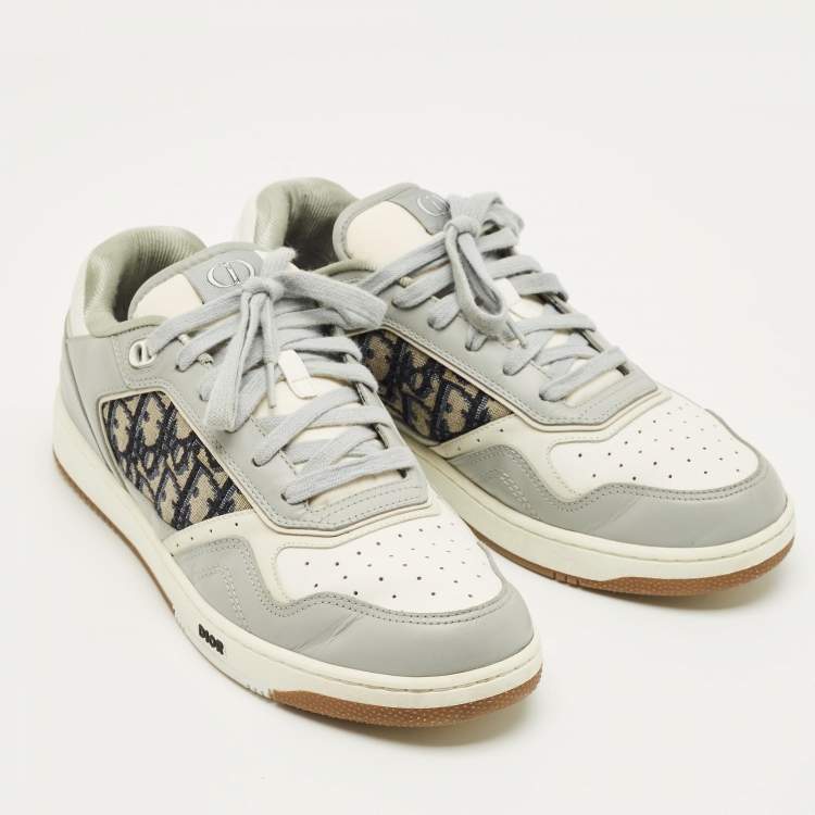 مملوكة مسبقًا Dior B27 Size 44 Grey/White Leather and Oblique Fabric B27 Low  Top Sneakers