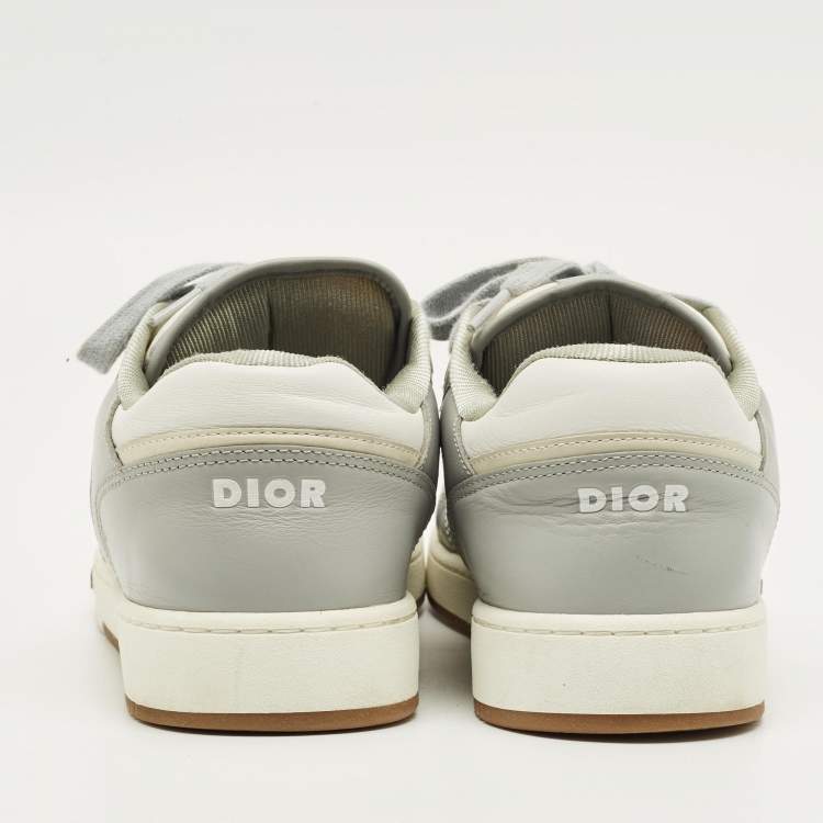 مملوكة مسبقًا Dior B27 Size 44 Grey/White Leather and Oblique Fabric B27 Low  Top Sneakers