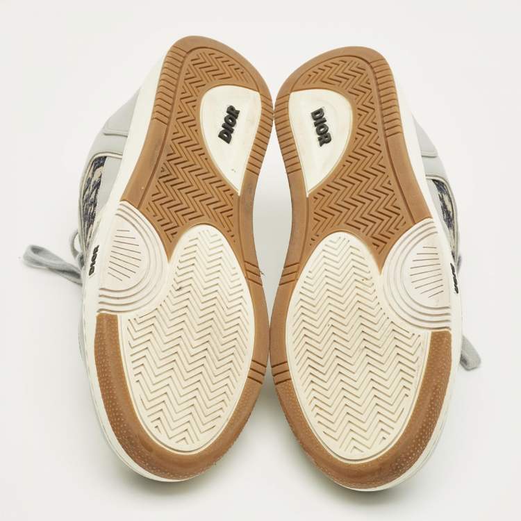 مملوكة مسبقًا Dior B27 Size 44 Grey/White Leather and Oblique Fabric B27 Low  Top Sneakers
