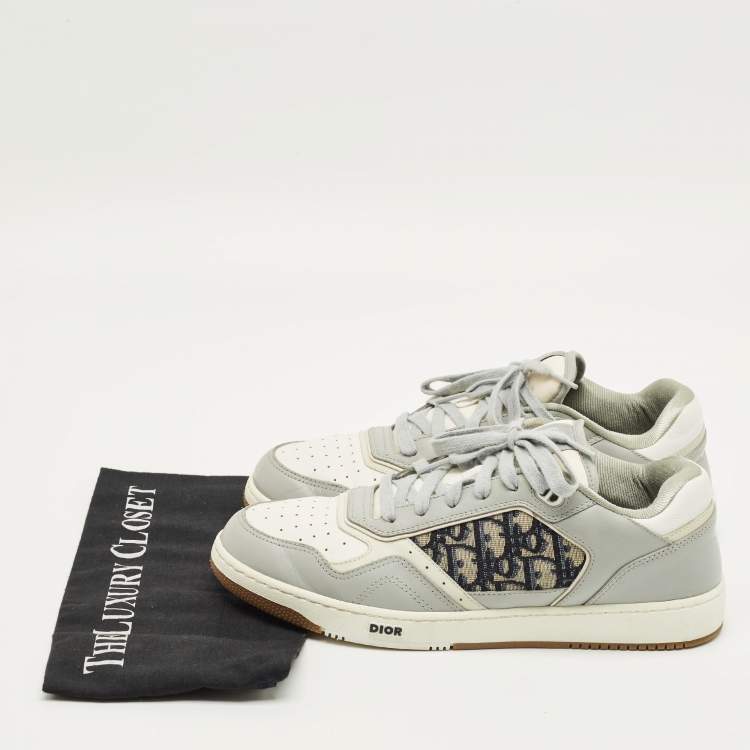 مملوكة مسبقًا Dior B27 Size 44 Grey/White Leather and Oblique Fabric B27 Low  Top Sneakers