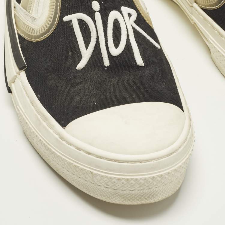 Pre Owned Dior B23 Size 42 Black Canvas and Rubber Slip On Sneakers
