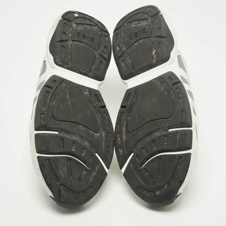 Pre Owned Dior B24 Runtek Up Size 43 Grey/White Fabric and Leather Low Top Sneakers