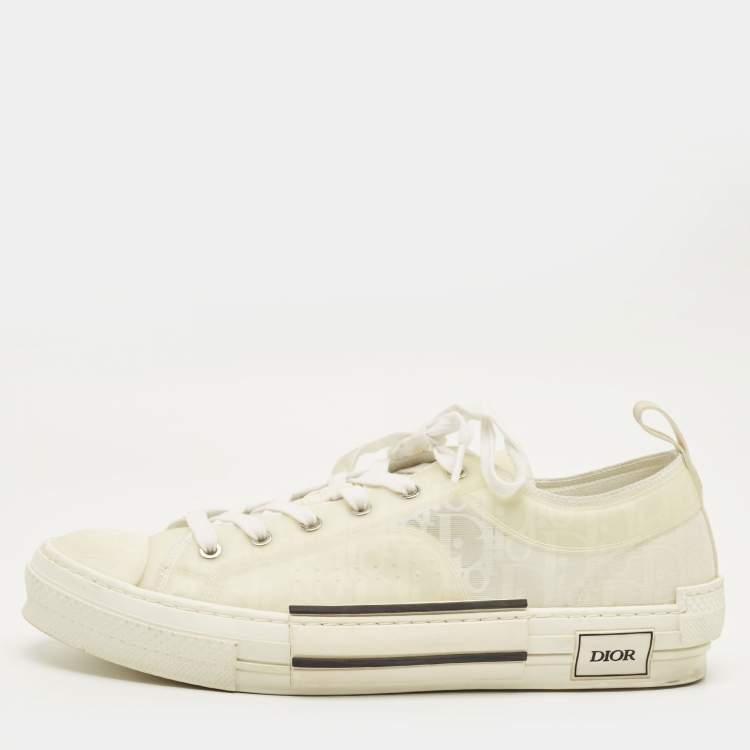 Pre Owned Dior B23 Size 45 White Mesh and Rubber Lace Up Sneakers