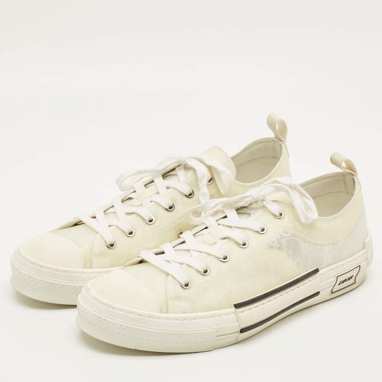 Pre Owned Dior B23 Size 45 White Mesh and Rubber Lace Up Sneakers