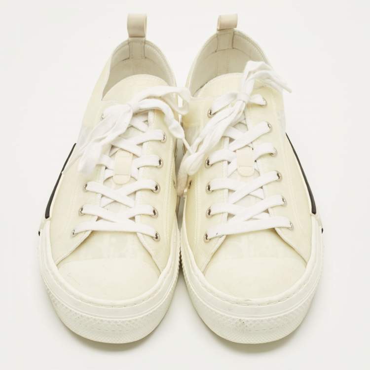 Pre Owned Dior B23 Size 45 White Mesh and Rubber Lace Up Sneakers