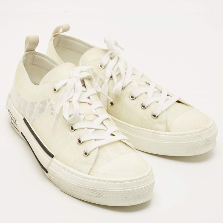Pre Owned Dior B23 Size 45 White Mesh and Rubber Lace Up Sneakers