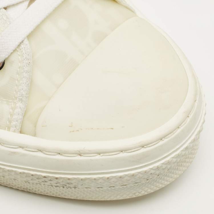 Pre Owned Dior B23 Size 45 White Mesh and Rubber Lace Up Sneakers