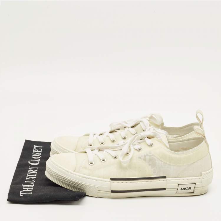 Pre Owned Dior B23 Size 45 White Mesh and Rubber Lace Up Sneakers