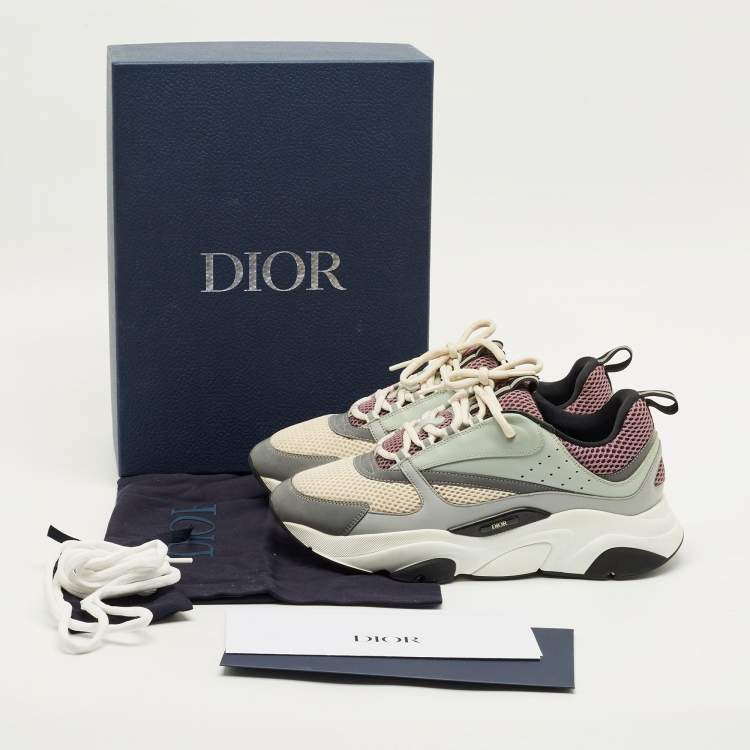 Pre Owned Dior B22 Size 44.5 Multicolor Leather and Mesh Low Top Sneakers