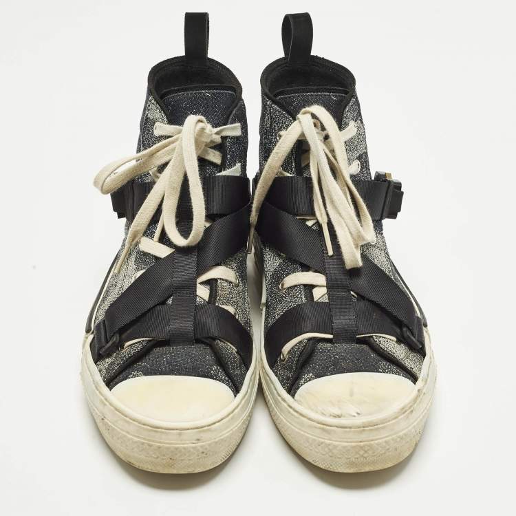 Pre Owned Dior x Peter Doig B23 'Buckle' Sneakers Size 43.5 Two Tone Coated Canvas High Top Sneakers