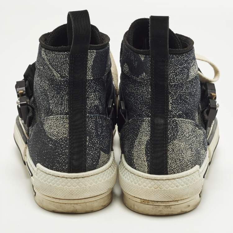Pre Owned Dior x Peter Doig B23 'Buckle' Sneakers Size 43.5 Two Tone Coated Canvas High Top Sneakers