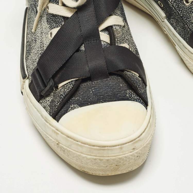 Pre Owned Dior x Peter Doig B23 'Buckle' Sneakers Size 43.5 Two Tone Coated Canvas High Top Sneakers