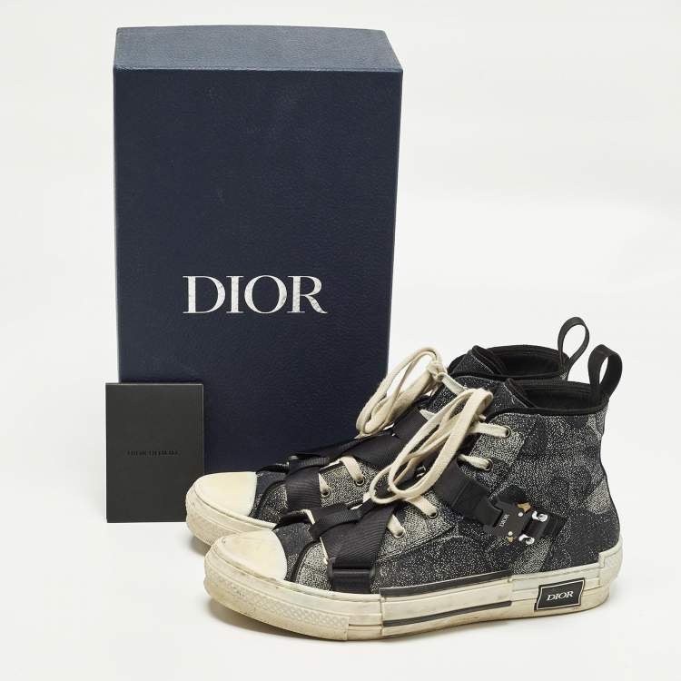 Pre Owned Dior x Peter Doig B23 'Buckle' Sneakers Size 43.5 Two Tone Coated Canvas High Top Sneakers