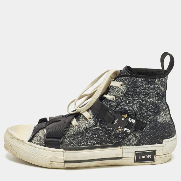Pre Owned Dior x Peter Doig B23 'Buckle' Sneakers Size 43.5 Two Tone Coated Canvas High Top Sneakers