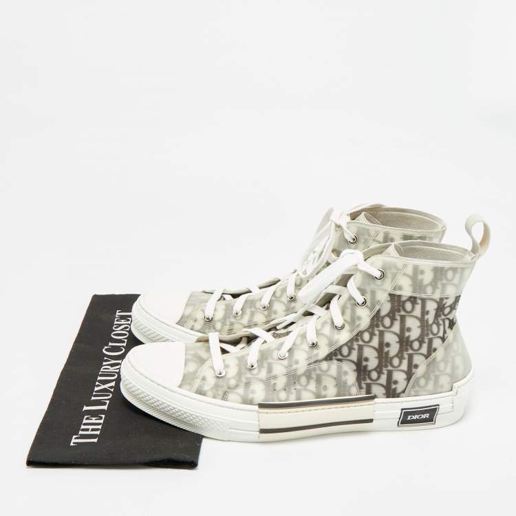 Pre Owned Dior B23 Size 47 Grey Mesh and Rubber High Top Sneakers