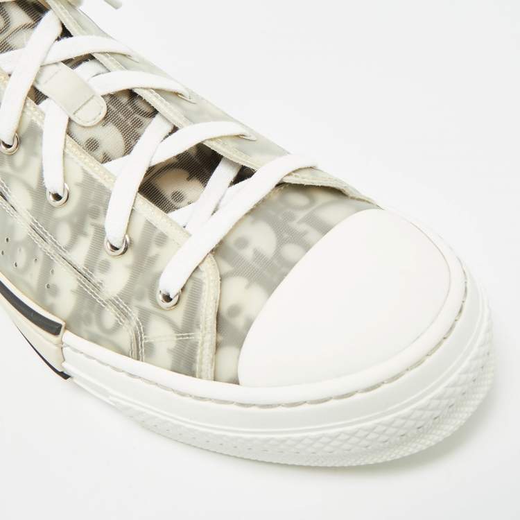 Pre Owned Dior B23 Size 47 Grey Mesh and Rubber High Top Sneakers