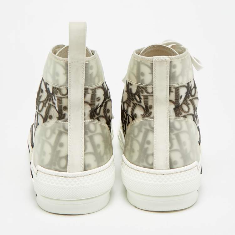 Pre Owned Dior B23 Size 47 Grey Mesh and Rubber High Top Sneakers
