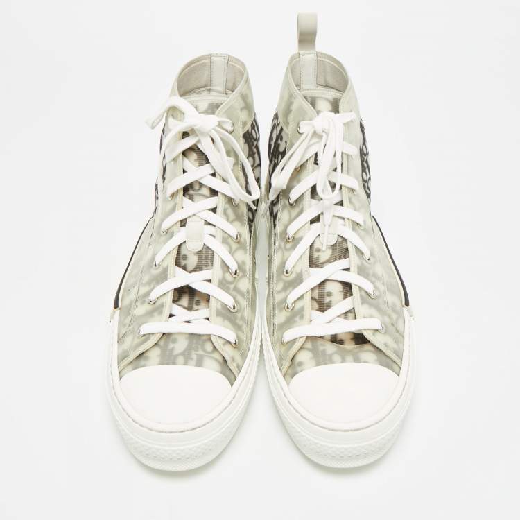 Pre Owned Dior B23 Size 47 Grey Mesh and Rubber High Top Sneakers