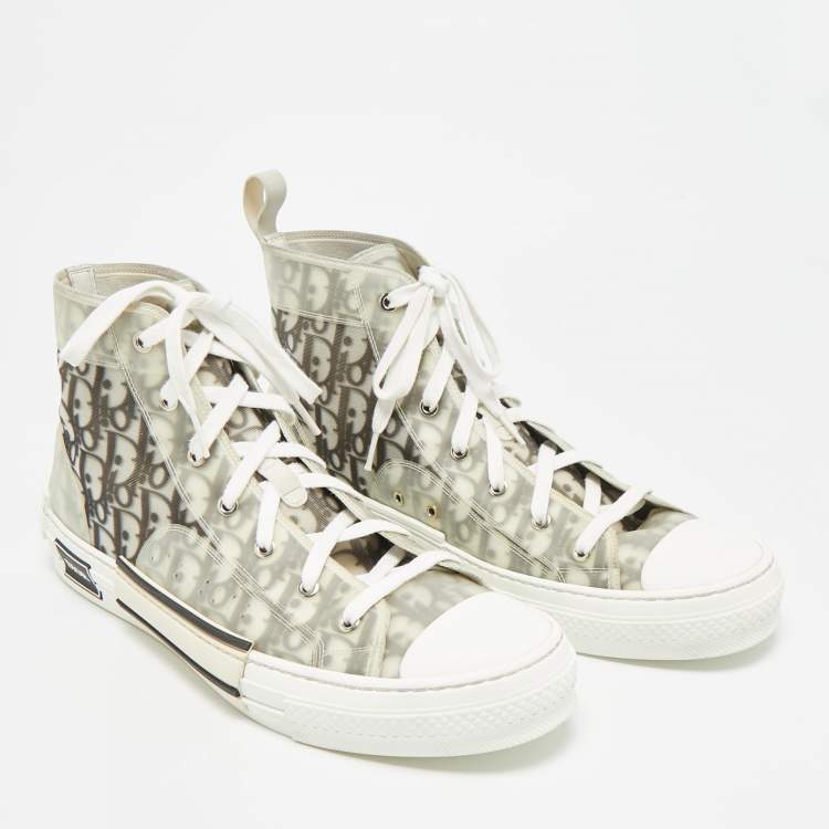 Pre Owned Dior B23 Size 47 Grey Mesh and Rubber High Top Sneakers