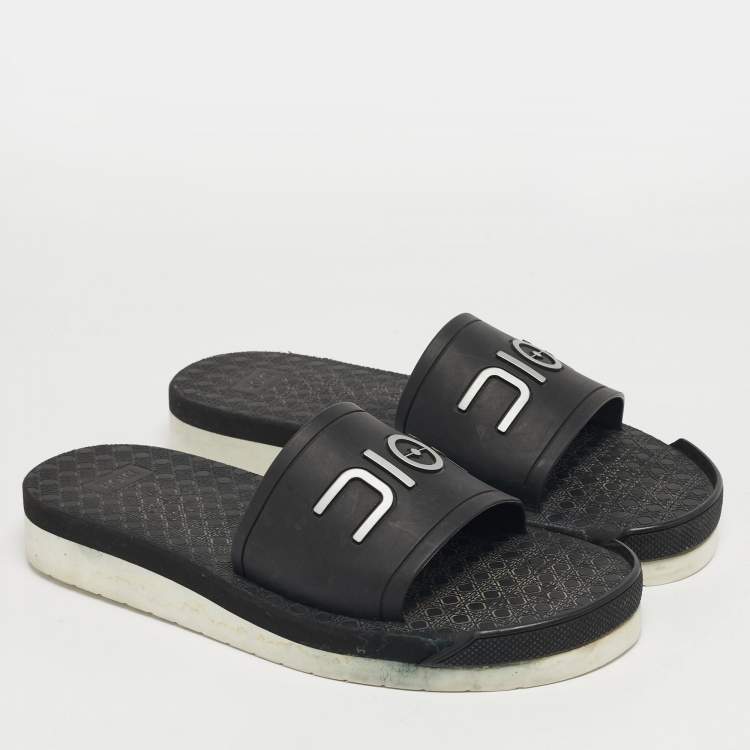 Pre Owned Dior Alpha Size 40 Black Rubber Flat Slide  Sandals