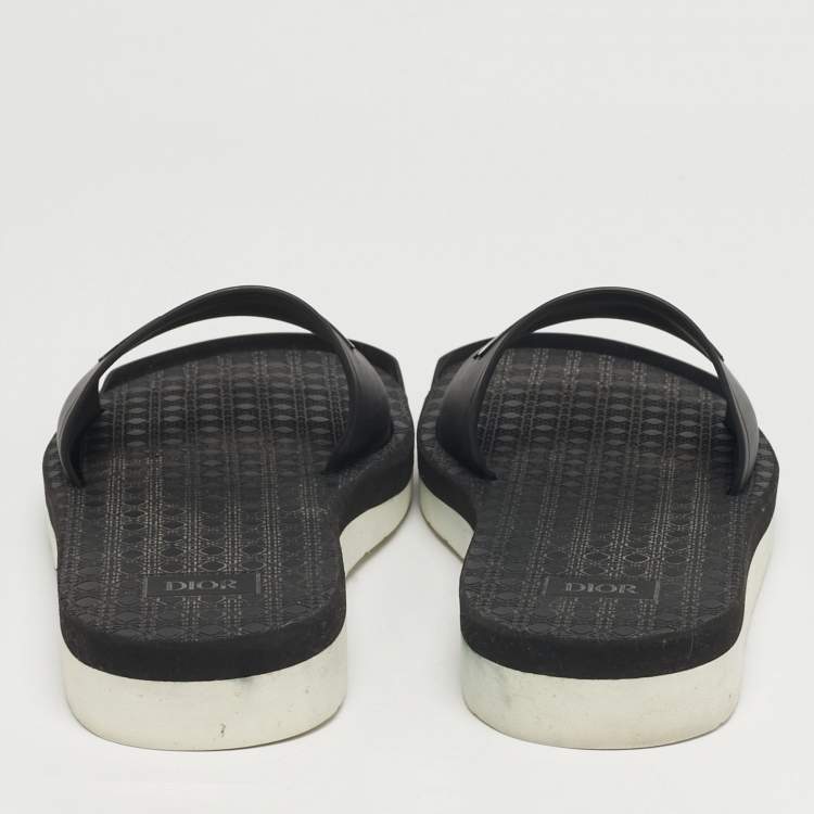 Pre Owned Dior Alpha Size 40 Black Rubber Flat Slide  Sandals