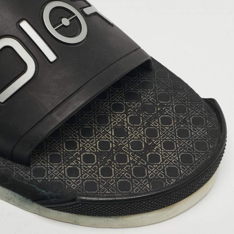 Pre Owned Dior Alpha Size 40 Black Rubber Flat Slide  Sandals
