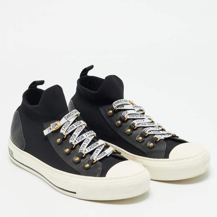 Pre Owned Dior Walk'n'Dior Size 41.5 Black Canvas and Leather Lace Up Sneakers