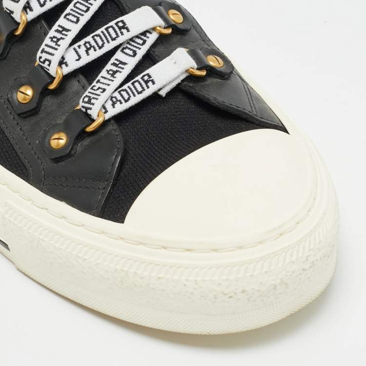 Pre Owned Dior Walk'n'Dior Size 41.5 Black Canvas and Leather Lace Up Sneakers