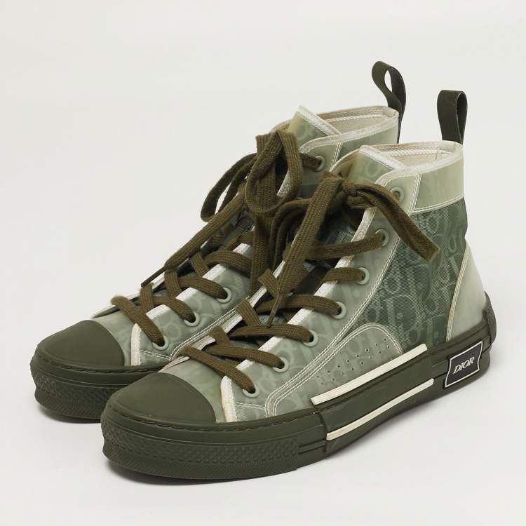 Pre Owned Dior B23 Size 41.5 Two Tone Mesh and PVC High Top Sneakers