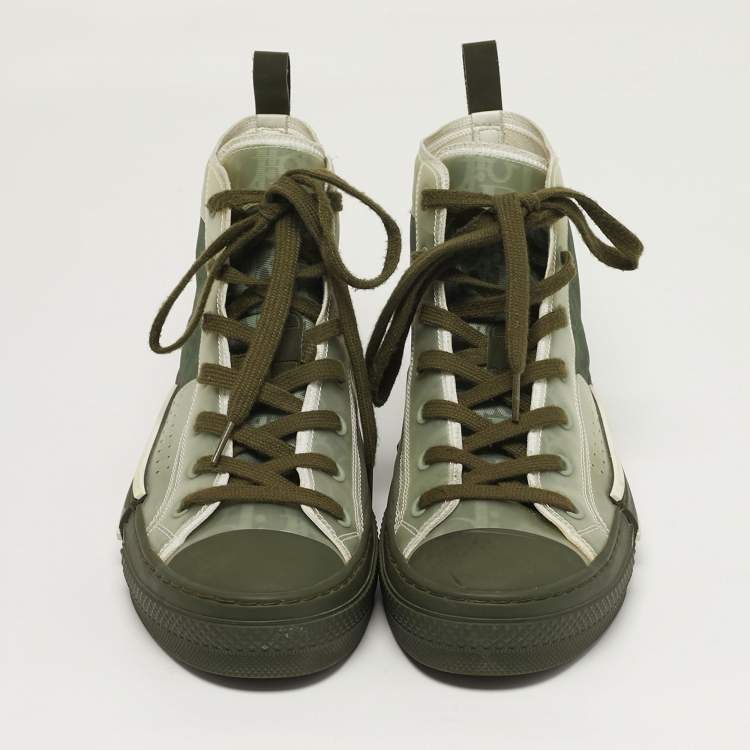 Pre Owned Dior B23 Size 41.5 Two Tone Mesh and PVC High Top Sneakers