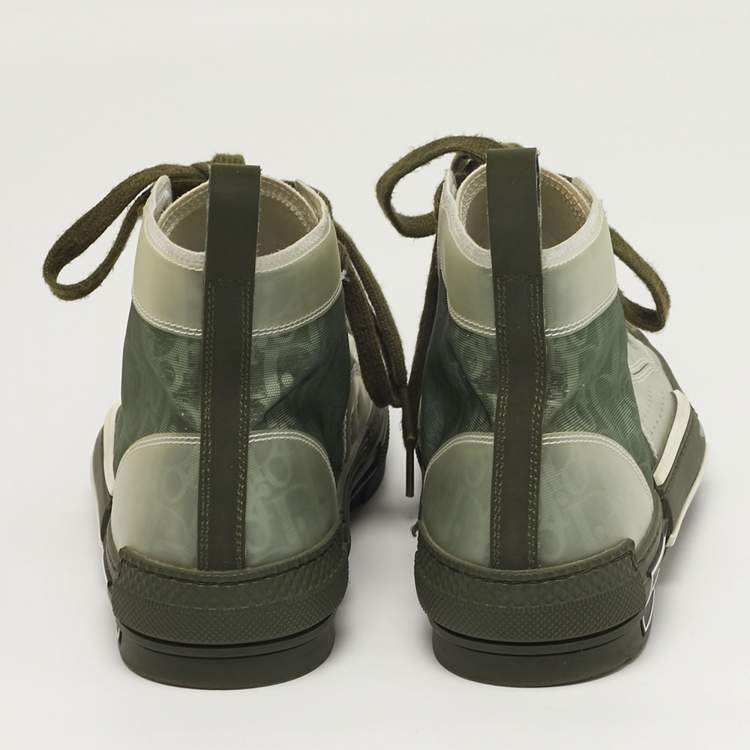 Pre Owned Dior B23 Size 41.5 Two Tone Mesh and PVC High Top Sneakers