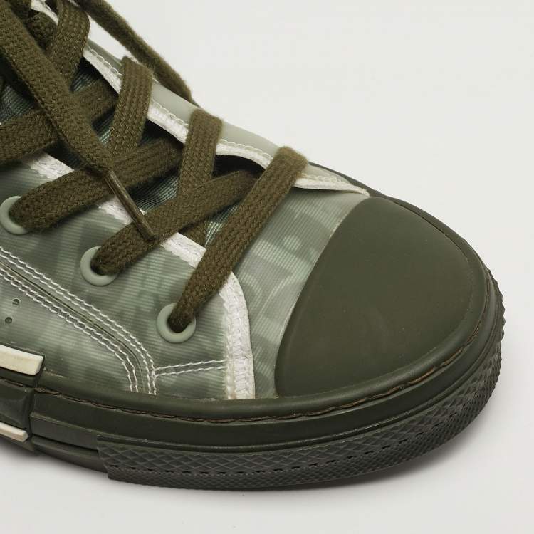 Pre Owned Dior B23 Size 41.5 Two Tone Mesh and PVC High Top Sneakers