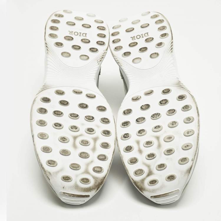 Pre Owned Dior B25 Size 46 Grey Oblique Fabric and Suede Lace Up Sneakers        