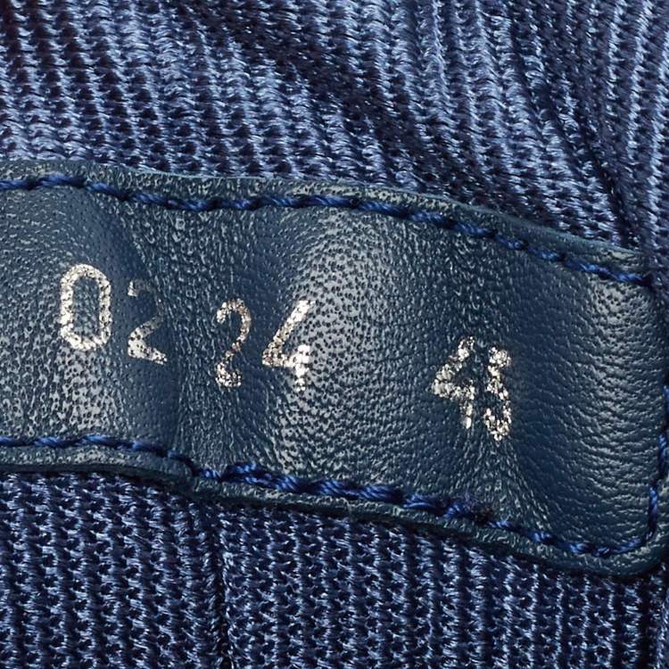 Pre Owned Dior B57 Size 45 White/Navy Blue Leather Dribble Lace Up Sneakers