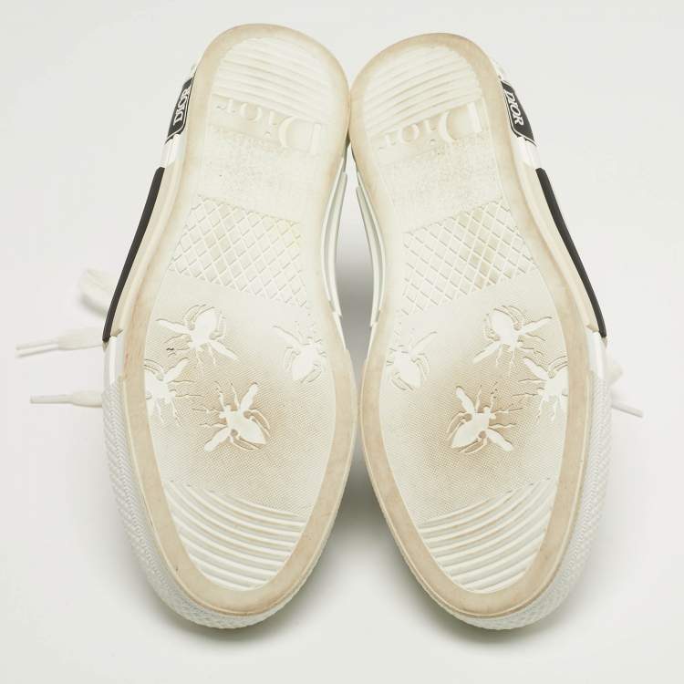 Pre Owned Dior B23 Size 40 White/Black Oblique Mesh and Rubber High Top Sneakers