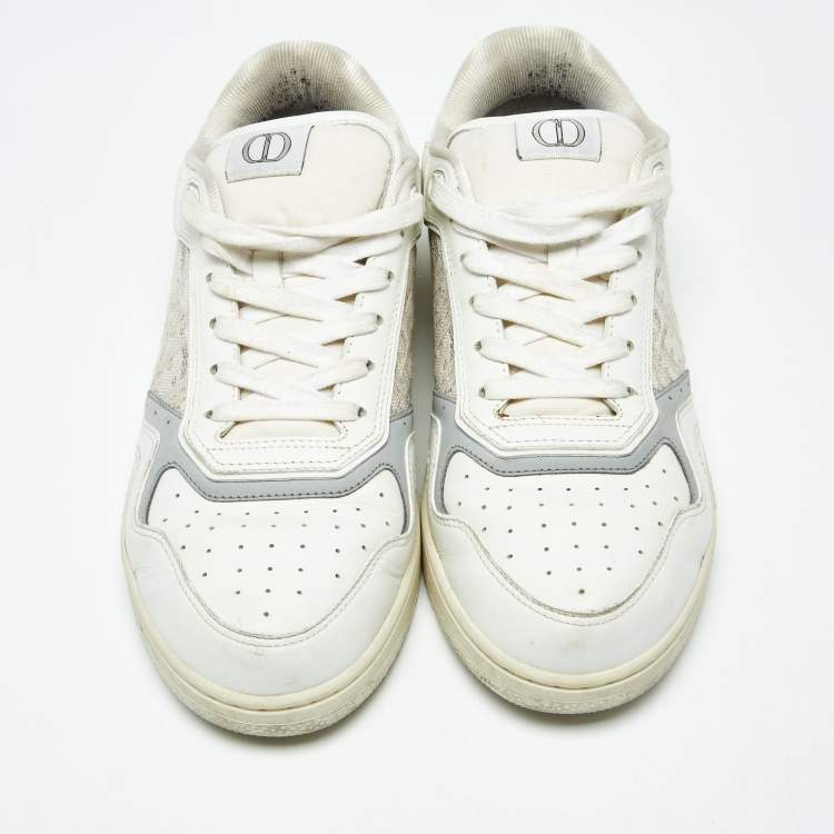 Pre Owned Dior b27 Size 43 Tricolor Oblique Canvas and Leather Lace Up Sneakers